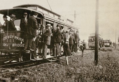 Brooklyn trolleys bound for Coney Island, New York City, c.1897 by Joseph Byron